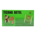 Caja verde de Tizana Betel Centro Botánico Azteca con 25 sobres, ilustración estilo prehispánico, sobre fondo blanco