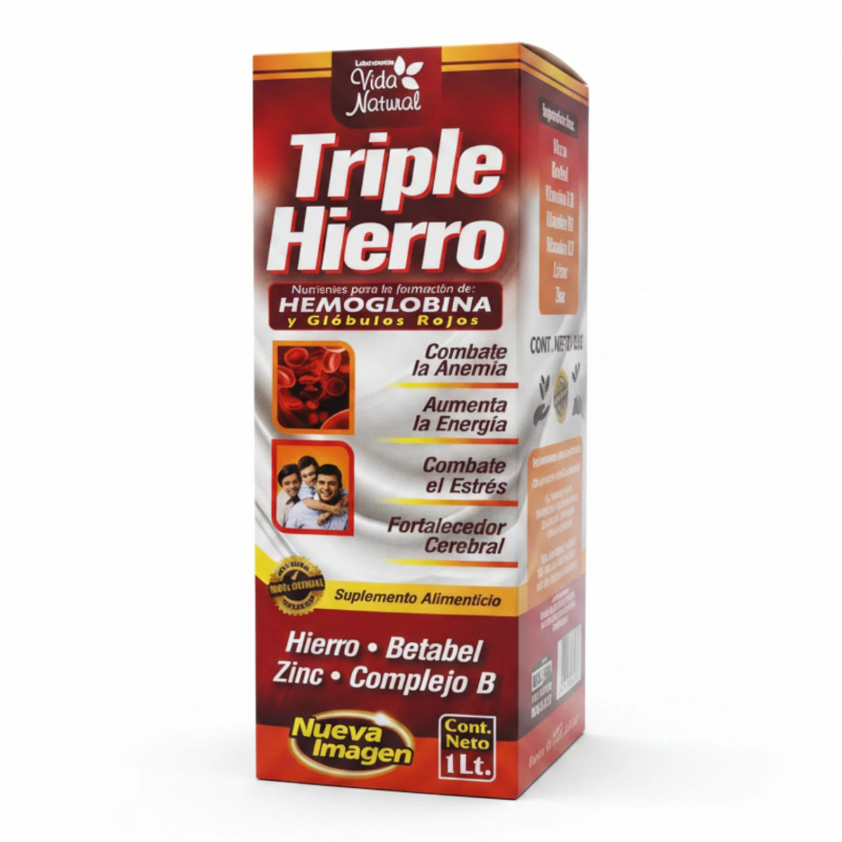 Tónico Triple Hierro Vida Natural de 1 Litro, suplemento alimenticio para combatir la anemia y aumentar la energía