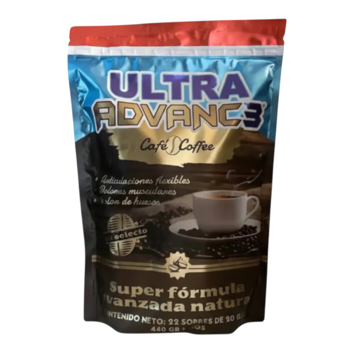 Bolsa de Ultra Advance3 Café, suplemento alimenticio soluble para articulaciones y músculos, 22 sobres de 20 gramos