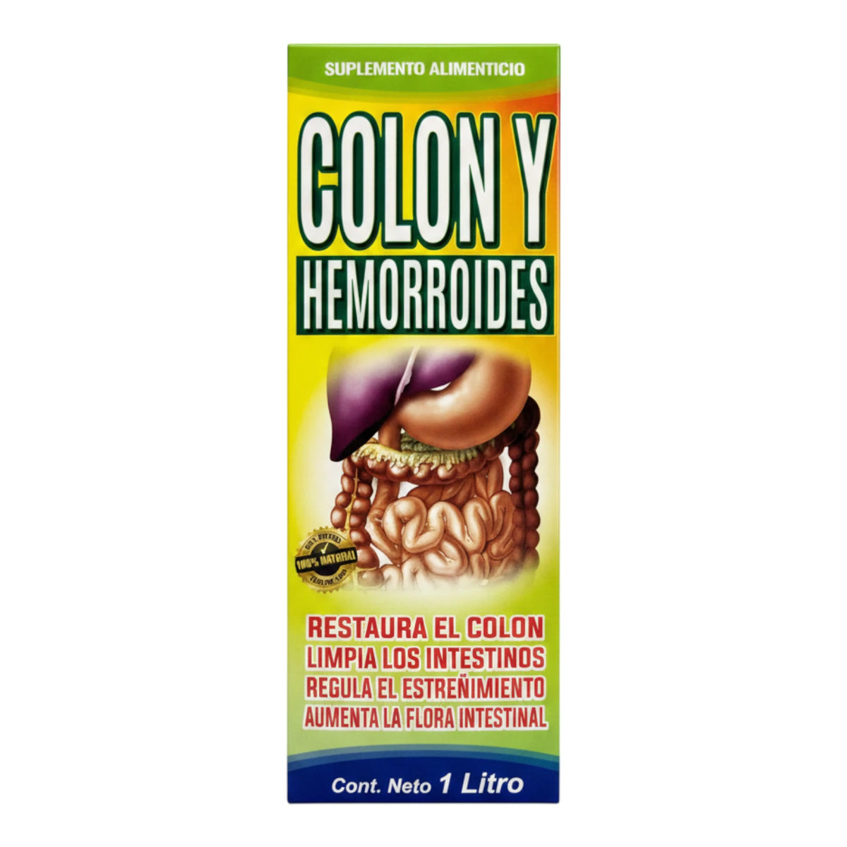 Tónico líquido Colon y Hemorroides de 1 Litro para regular el estreñimiento y limpiar los intestinos