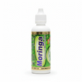 Frasco gotero blanco de 80 ml de Moringa El Original, etiqueta verde con letras moradas y hojas de moringa, sobre fondo blanco