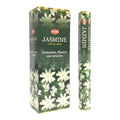 Caja de incienso HEM aroma Jazmín (Jasmine) con 6 paquetes de 20 varitas, sobre fondo blanco
