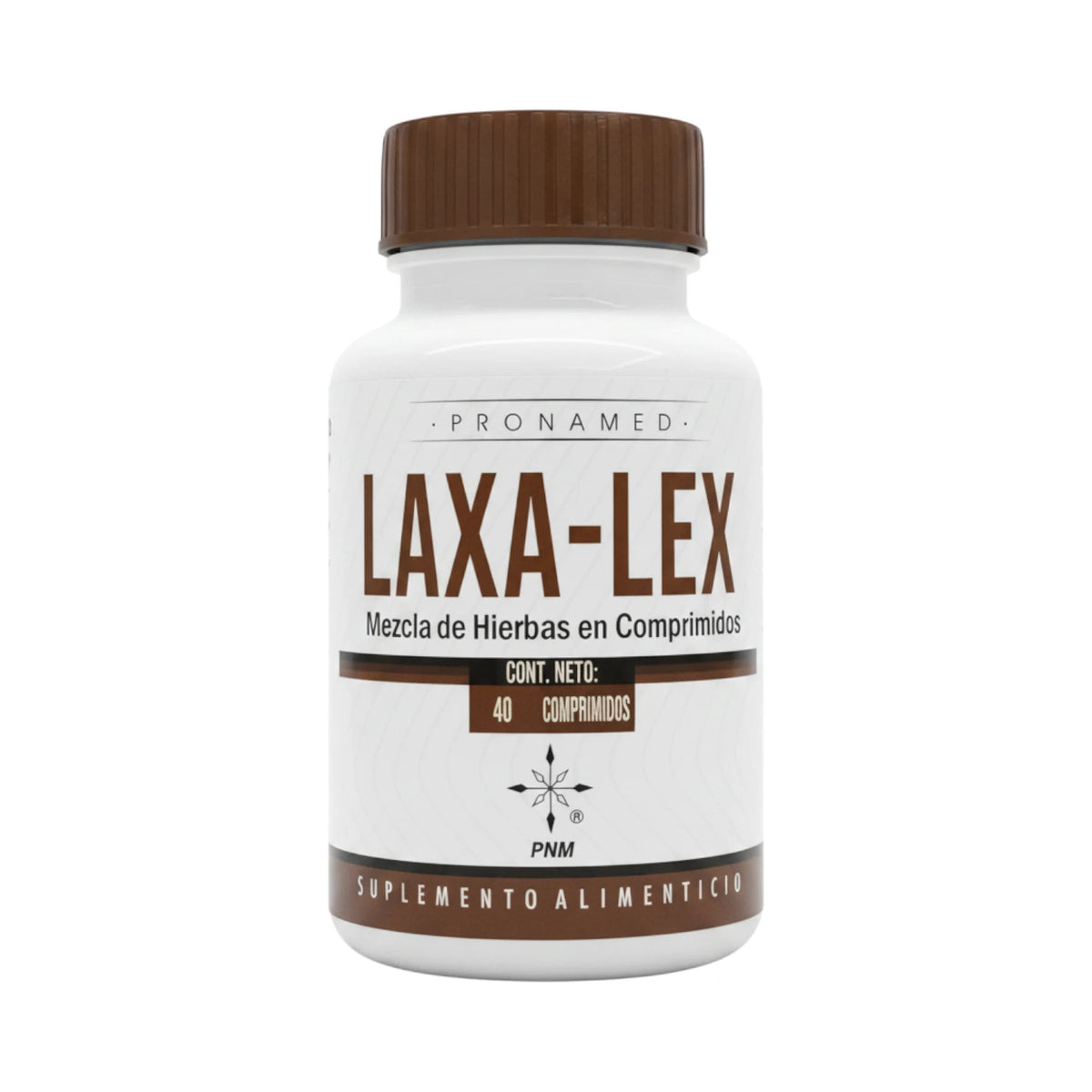 Frasco de Laxa-Lex Pronamed, mezcla de hierbas en comprimidos, presentación de 40 tabletas.