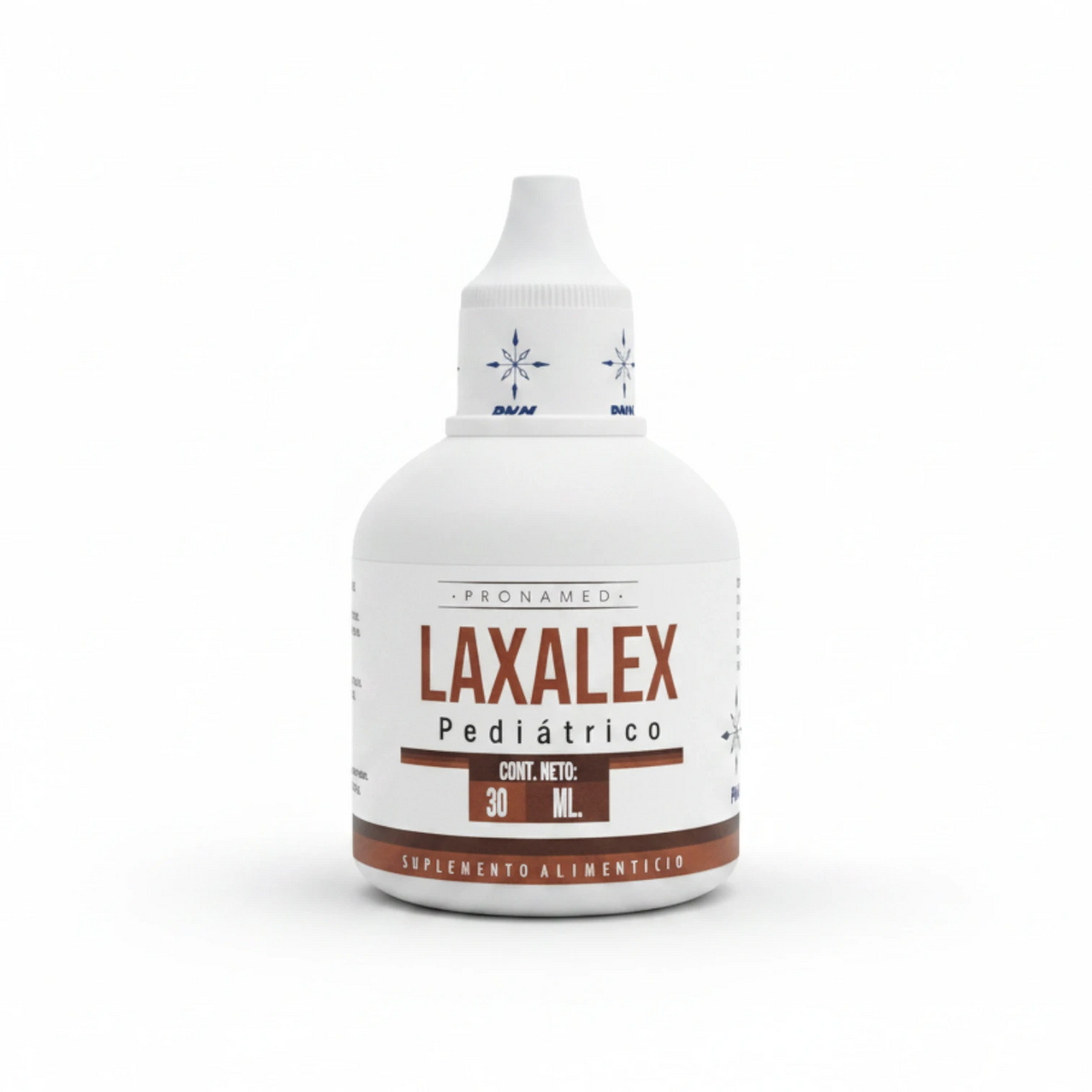 Suplemento alimenticio Laxalex Pediátrico de 30ml de Pronamed, extracto herbal natural diseñado para ayudar a regular el tránsito intestinal infantil de forma suave
