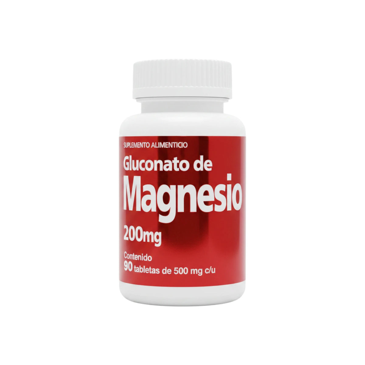Suplemento alimenticio Gluconato de Magnesio de 90 tabletas de 500 mg para el soporte muscular, nervioso y el bienestar general