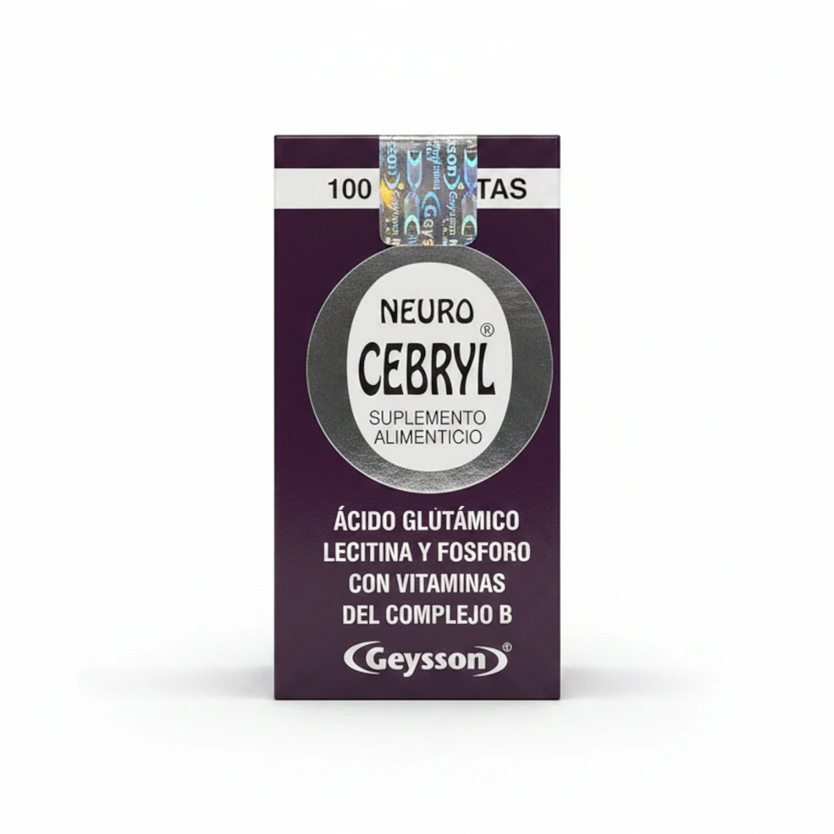 Suplemento alimenticio Neuro-Cebryl Geysson de 100 tabletas con ácido glutámico, lecitina y fósforo reforzado con vitaminas del complejo B para el cerebro